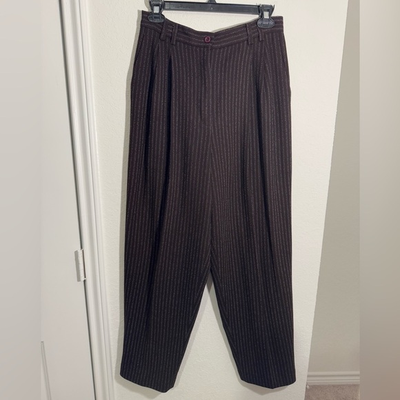 Express Tailleur Vintage 90s Pinstripe Wool Blend Dress Pants Womens Size 9 10 - Picture 1 of 9